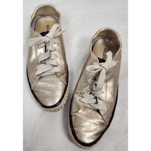 Silent D Women's Sz. 6.5 Leather Gold & Leopard Print Lace Up Shoes